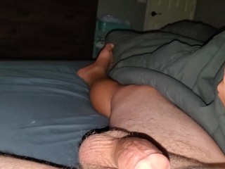 Baby woman drains jizm out of Daddy's giant prick!