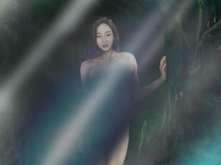 Chick in woods - Female nakedness Censored with Effects