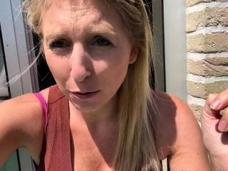 Plump first-timer cougar Sarah Janes Outdoor getting off