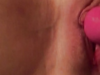 Toying wife's pumped swollen creamy pussy she cums