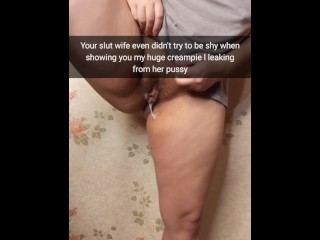 Oh, what a thick internal cumshot leaking from my cuckold vag,spouse! -Cuckold Snap Captions