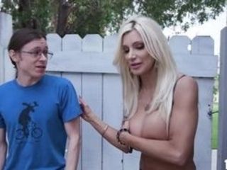 Buxom cougar Brittany Andrews cannot find her smartphone while she is getting prepped today She witnesses that she left it out in her backyard,but whe