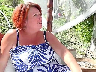 Huge-titted red-haired Cougar cougar Jojo tears up The Gardener