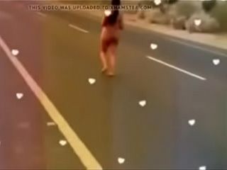 Fledgling wifey naked in road