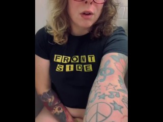 Goth Trans female CaptainPhassma and her Little- piss, Golden bathroom on XXL jugs, displaying off TEASER!