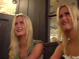 ﻿2 spectacular platinum-blonde femmes Are Getting Their pinkish Tacos screwed In A pub