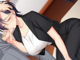 Rin to Shita Tsuma wa GAME deep throat for the manager in the office