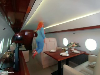 'Backstage from photosession, four catsuits and fly jet photoshoot'