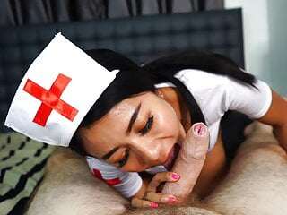 Sumptuous Thai Nurse inhales hard-on with CIM