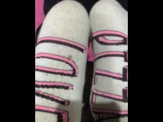 Muddy milky socks (sockjob)