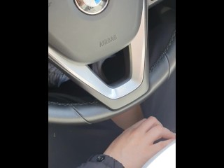Step mother help step stepson whipped out dick from trousers making a excellent hand job until jism on steering wheel