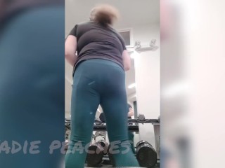 Plumper Fatty Works Out and demonstrates Her milk cans at the Gym