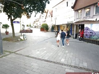 Reporter pick up german duo for rectal outdoor fuckfest street