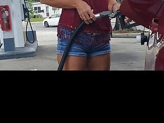 Tits out at gas station