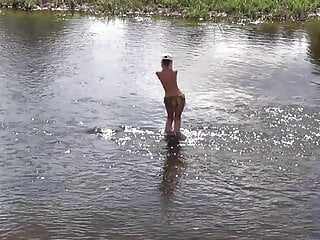 Bare bathing in Derzha-river