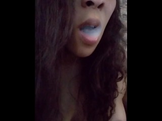 Come deepthroat on mommy's funbags while she smokes